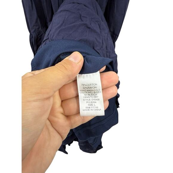 Soieblu Navy Blue Open Back Crochet Cut Out Maxi Dress Beach Womens Large - Picture 7 of 10